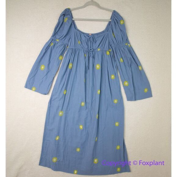 New! Free People Emory Embroidered Sun Midi‎ Dress blue, size S - Picture 4 of 16